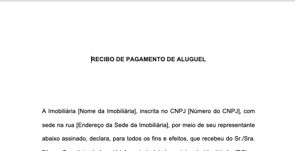 Recibo de Pagamento de Aluguel