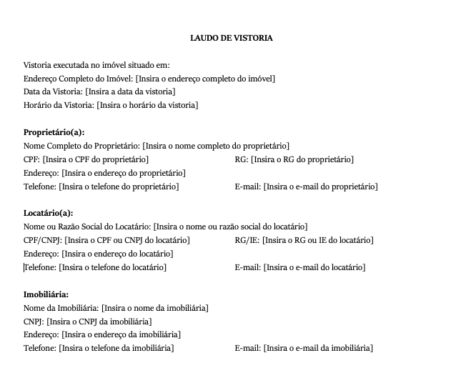Laudo de Vistoria de Imóvel Comercial