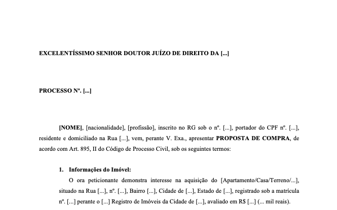Petição de Proposta de Compra - Leilão Judicial