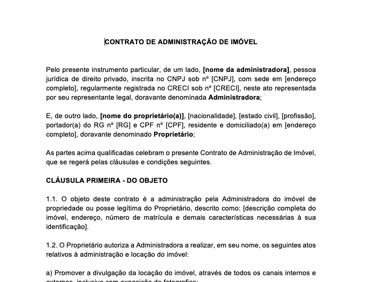 Contrato de Administração de Imóvel